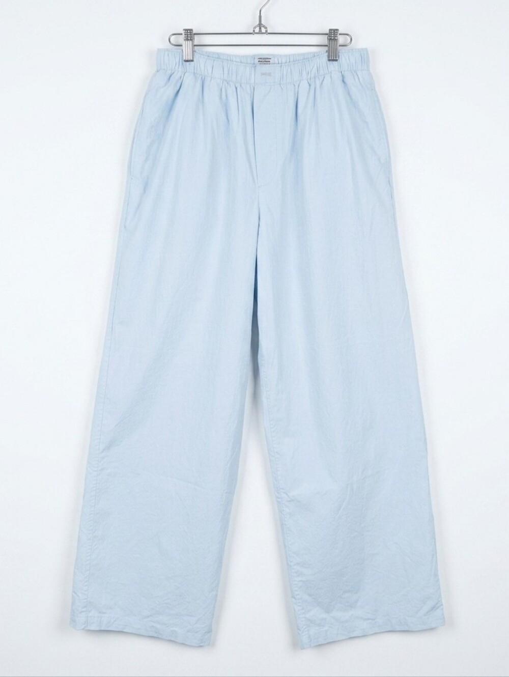 SKIMS Pajama Pants Unisex Medium Light Blue Cotton Elastic Loungewear Wide-leg